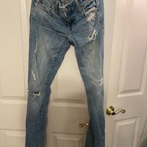 American Eagle Outfitters Distressed Light Blue Skinny Jeans